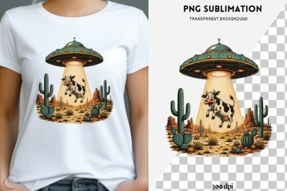 Download Retro UFO Cow Abduction PNG | Alien - Alien Collection