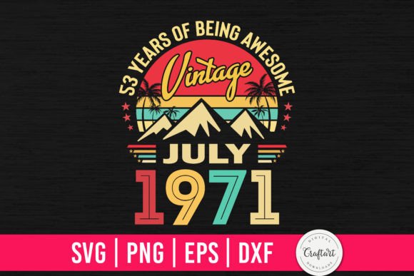 Download Vintage 1971 July 53th Birthday Gifts - 1971 Collection