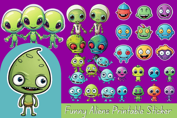 Download Funny Aliens Printable Sticker - Alien Collection