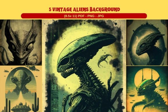 Download 5 Vintage Aliens Background - Alien Collection