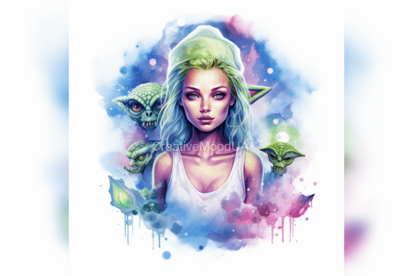 Download Aliens. Watercolor. PNG - Alien Collection