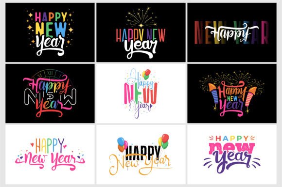 Download Happy New Year Rainbow Text Svg Bundle - New year Collection