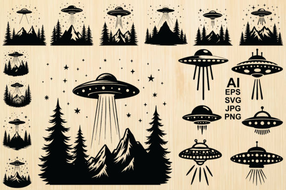 Download Silhouette Alien Spaceship Vector Bundle - Alien Collection