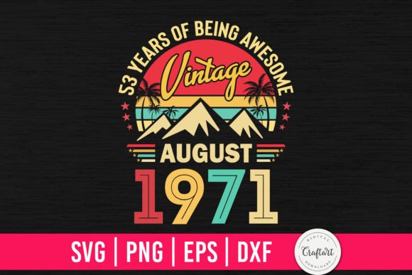 Download Vintage 1971 August 53th Birthday Gifts - 1971 Collection